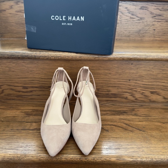 Cole Haan Selma  Pump Ankle Strap 3" heel suede 8.5 Grey - Picture 2 of 6